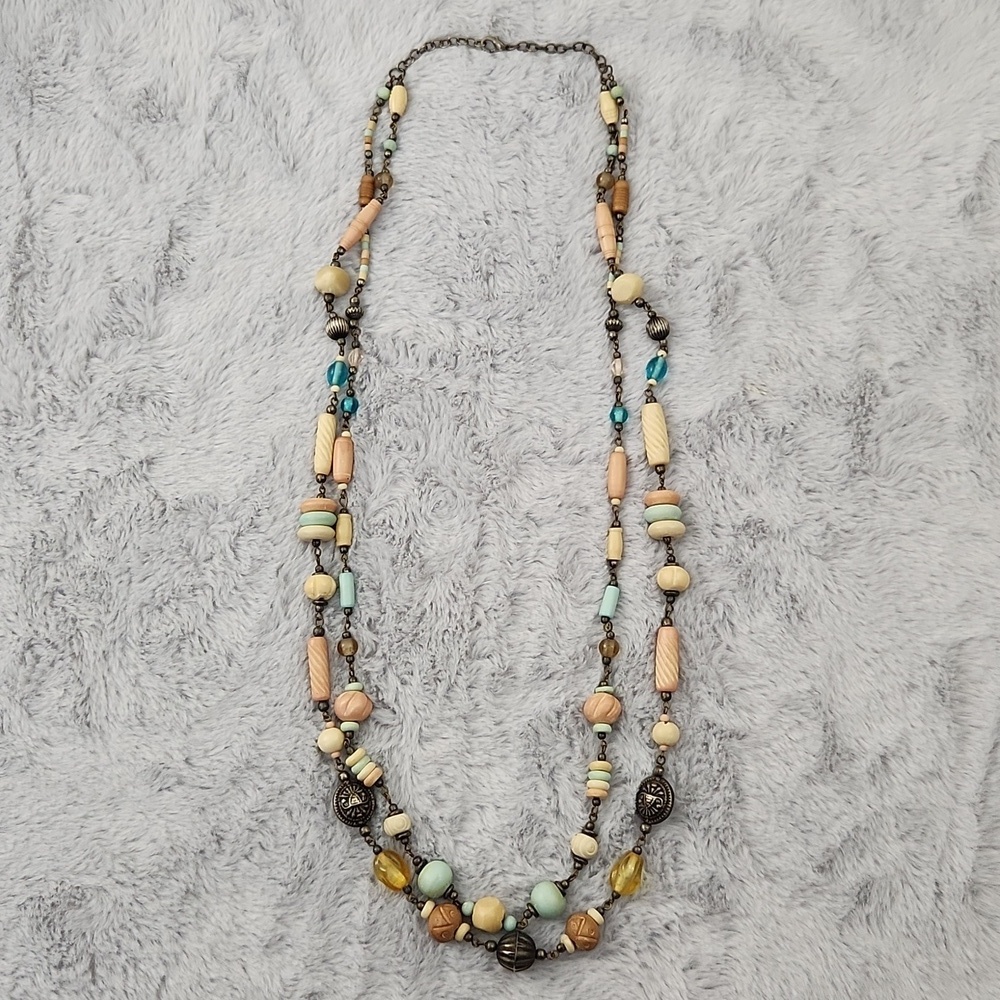 Unbranded vintage double chain beaded necklace